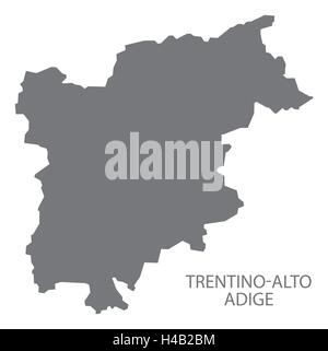 Trentino-Alto Adige-Italien-Karte in grau Stock Vektor