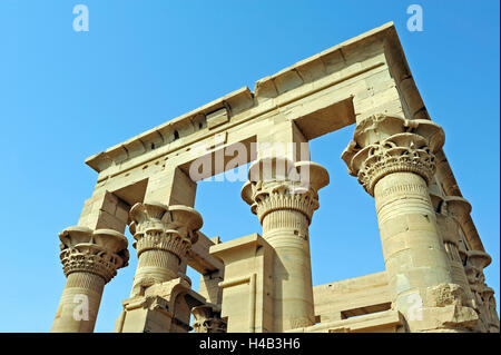 Tempelanlagen von Philae, gespeichert von Nil-Überschwemmungen, umgebaut auf Nil Insel Agilkia, Kapelle des Trajan Stockfoto
