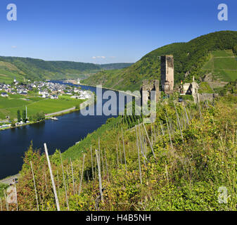 Deutschland, Rheinland-Pfalz, Moseltal, Ruine Metternich, Stockfoto