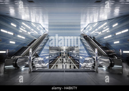 Deutschland, Hamburg, HafenCity, u-Bahn U4, Haltestelle Überseequartier, Stockfoto