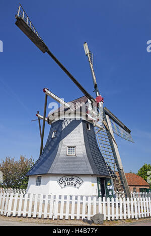 Werdumer Mühle in Werdum, Niedersachsen, Ostfriesland, Harlingerland, Stockfoto