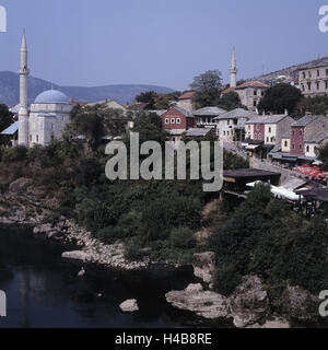 Bosnien und Herzegowina, Mostar, Old Town, Stadtbild, Moscheen, Stockfoto