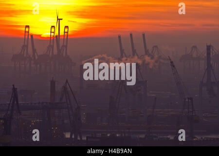 Abendstimmung im Hamburger Hafen Stockfoto