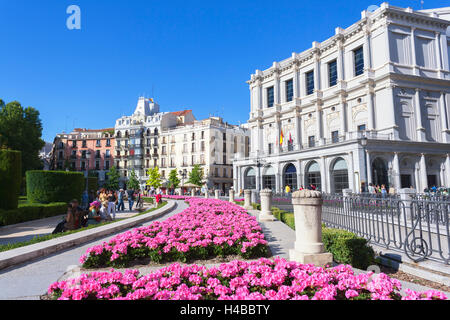 Das königliche Theater, das Teatro Real, Plaza de Oriente, Madrid, Spanien Stockfoto