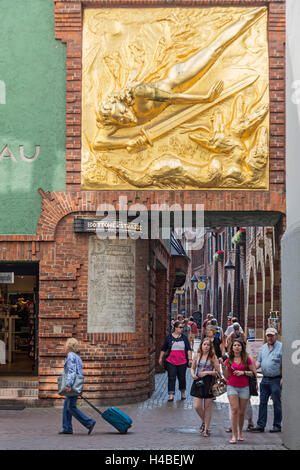 Fassade Relief, Eingang zur Böttcherstraße in Bremen, Stockfoto