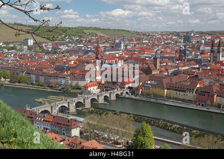 Blick von der Festung Marienberg auf der historischen alten Würzburg, untere Franken, Bayern, Deutschland Stockfoto