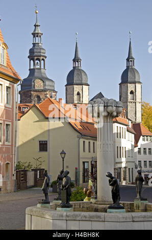 Deutschland, Sachsen-Anhalt, Lutherstadt Eisleben, Bube gut und Stück Andreas-Kirche, Stockfoto