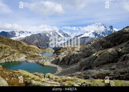 Lac Blanc, Refuge du Lac Blanc, Chamonix-Mont-Blanc, national Park, Aiguilles Rouges, Stockfoto