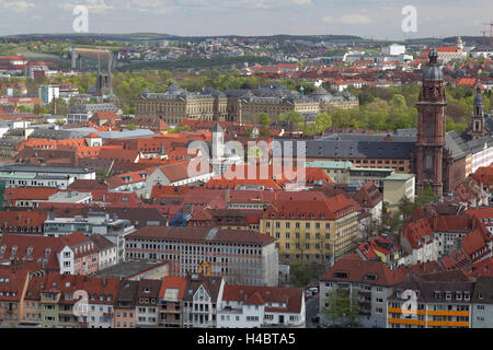 Blick von der Festung Marienberg auf der historischen alten Würzburg, untere Franken, Bayern, Deutschland Stockfoto