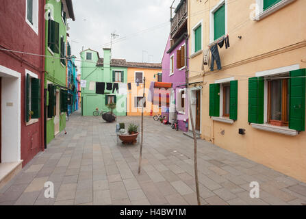 Panorama von einer Nebenstraße in Insel Burano, Venedig Stockfoto