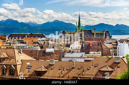 Ansicht von Lausanne vom Dom - Schweiz Stockfoto