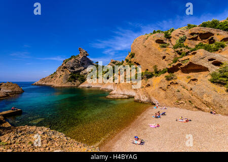 Frankreich, Provence, Bouches-du-Rhône, Riviera, La Ciotat, Calanque de Figuerolles, Rocher du Capucin Stockfoto