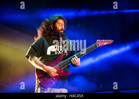 Stephen Carpenter führt auf Riot Fest Tag1 im nationalen Western Complex am 2. September 2016 in Denver, CO Stockfoto