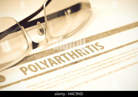 Diagnose - Polyarthritis. Medizinisches Konzept. 3D Illustration. Stockfoto