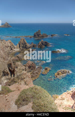 Küste in Cabo de Gata, Provinz Almeria, Andalusien, Spanien Stockfoto