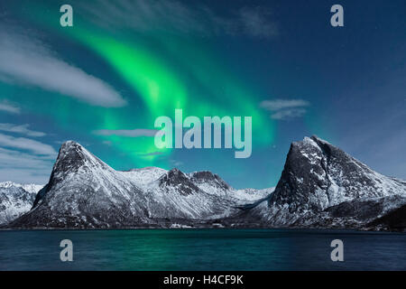 Norwegen, Senja, Insel, Rodsand, Aurora Borealis, Nordlicht, Stockfoto