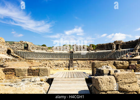 Ruinen von Baelo Claudia, eine alte römische Stadt, gelegen an der Costa De La Luz in Spanien. Stockfoto