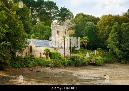 St Just in Roseland Kirche, Roseland Halbinsel, Cornwall, England, Vereinigtes Königreich Stockfoto