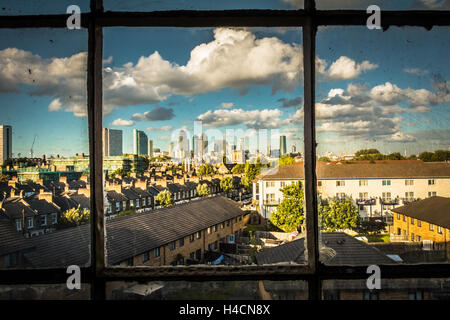 Die City of London Skyline aus SE London in Deptford, Großbritannien Stockfoto