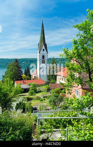 Deutschland, Baden-Wurttemberg, Sipplingen mit Pfarrkirche St. Martin in den Überlinger See, der ein Teil des Bodensees, Stockfoto