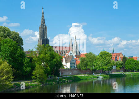 Deutschland, Baden-Wurttemberg, Ulm an der Donau, "Ulmer Münster" der höchste Kirchturm der Welt Stockfoto