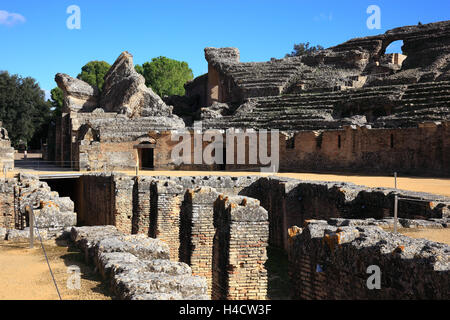 Spanien, Andalusien, Provinz Sevilla, Santiponce, archäologische Ausgrabungsstätte Italica, Amphietheater Stockfoto