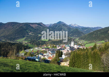 Blick auf Mariazell, Steiermark, Österreich, Europa Stockfoto