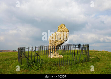 Der King-Stein, eine die Rollright Stones, in der Nähe von Long Compton, an der Grenze von Oxfordshire und Warwickshire, England UK Stockfoto