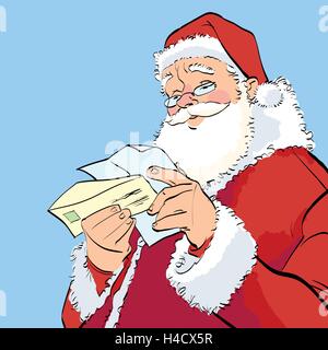 Santa Claus Weihnachten Brieflesendes Stock Vektor
