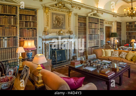 Lange Bibliothek, Holkham Hall, Wells-Next-the-Sea, Norfolk, England Stockfoto