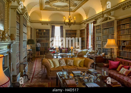 Lange Bibliothek, Holkham Hall, Wells-Next-the-Sea, Norfolk, England Stockfoto