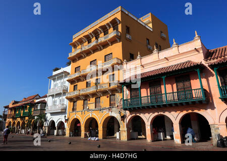 Republik Kolumbien, Departamento Bolivar, Stadt Cartagena de Indias, Häuser in der historischen Altstadt Stockfoto