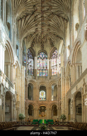 Chor und Decke in der Kathedrale von Norwich, Norfolk, England Stockfoto