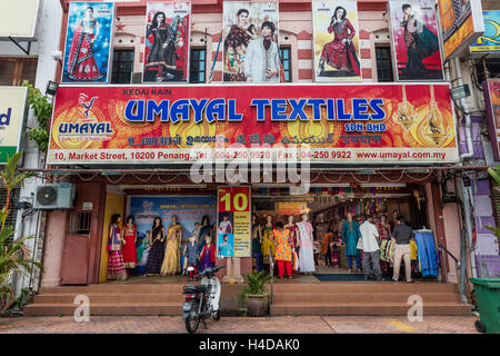 Impressionen Little India, Georgetown, Penang, Malaysia, Kedah, Blick auf die Stadt, städtischen Leben, Menschen, Textilien, Kleidung Stockfoto