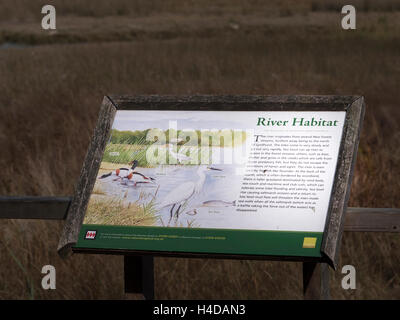 Informationstafel über den öffentlichen Fußweg zwischen Beaulieu und hart Schilde, New Forest, Hampshire, England, UK Stockfoto