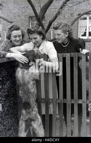 Sterben sie Weltmeisterin Anni Kapell Mit Freundinnen Bei Ihrer Familie in Düsseldorf, Deutsches Reich 1941. World Champion Anni Kapell mit Freunden bei ihrer Familie in Düsseldorf, Deutschland 1941. Stockfoto