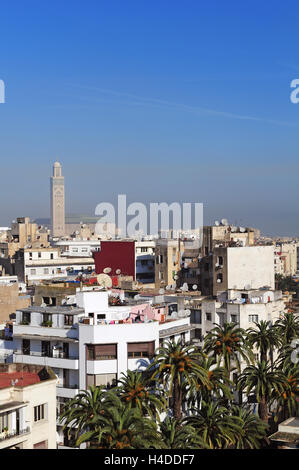 Vogelperspektive auf die Dächer von Casablanca. Stockfoto