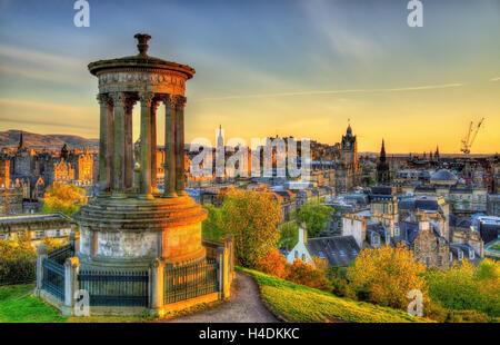 Dugald Stewart Monument auf dem Calton Hill in Edinburgh - Schottland Stockfoto