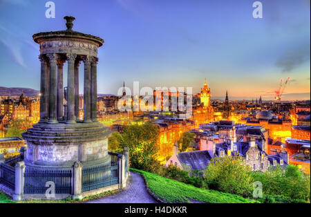 Dugald Stewart Monument auf dem Calton Hill in Edinburgh - Schottland Stockfoto