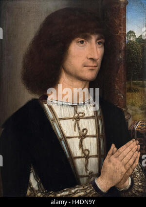 Hans Memling (ca. 1435-1494), Portrait eines jungen Mannes im Gebet, ca. 1485. Stockfoto