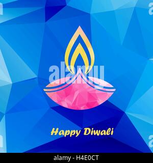 Happy Diwali traditionelle festliche Lampe Symbol bunte low polygonalen Stil Vektor-illustration Stock Vektor