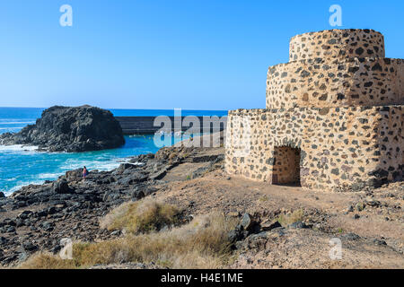 Stein-Festung auf El Cotillo Beach, Fuerteventura, Kanarische Inseln, Spanien Stockfoto