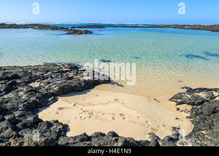 Strand Lagune in El Cotillo Stadt, Fuerteventura, Kanarische Inseln, Spanien Stockfoto