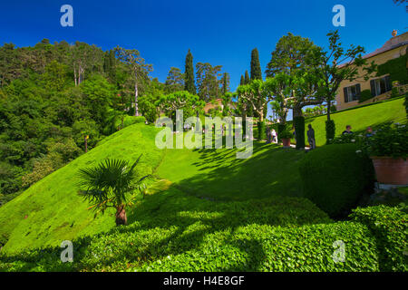 Blick auf Garten in Villa Balbianello, Italien. Villa wurde für mehrere Filme Szene Lik verwendet. Stockfoto