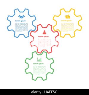 [EPS10] Infografik-Konzept: vier Gänge Linie Stil-Diagramm-Prozess-Vektor-Illustration Stock Vektor