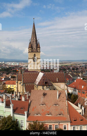 Ansicht der lutherischen Kirche der Heiligen Maria in Sibiu Rumänien Stockfoto