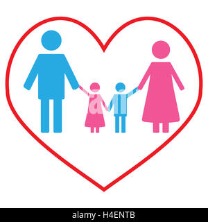 Liebe Familie Konzept Banner. Glückliche Familie und paar mit Kindern. Vektor-illustration Stockfoto