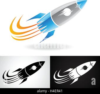 Vektor-Illustration von blau und grau Rakete Symbol isoliert auf weißem Grund Stock Vektor