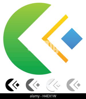Geometrische bunt abstrakt - allgemeine Logo Vorlage. Verschiedene Graustufen, schwarz / weiß-Versionen enthalten. Tricolor, multicolo Stock Vektor