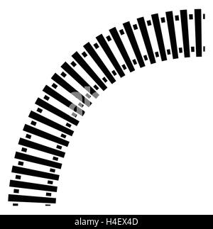Geschwungene Bahnstrecke, Rail Track Silhouette isoliert Stock Vektor